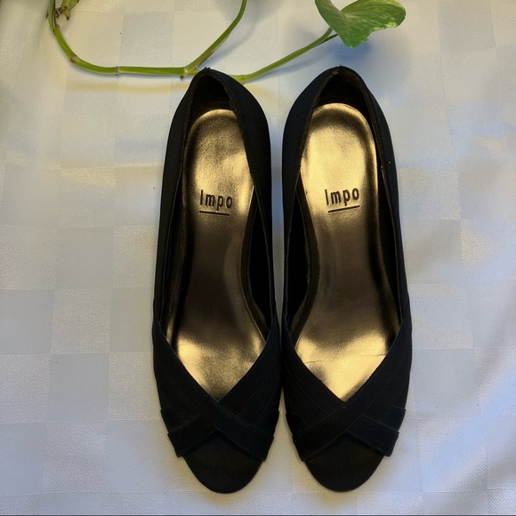 Impo Black Peep Toe Low Heel Shoe, 6M - Picture 9 of 13